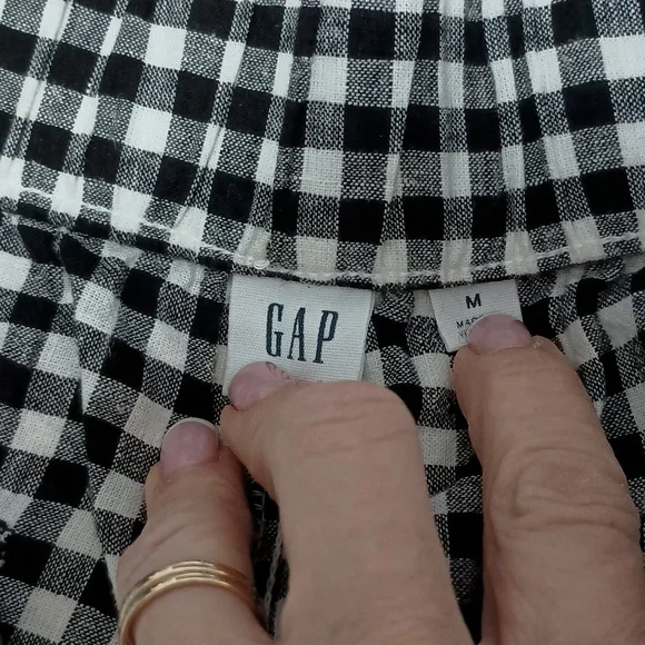 GAP Black & White Gingham Wide-Leg Women's s Pants - Picture 7 of 8